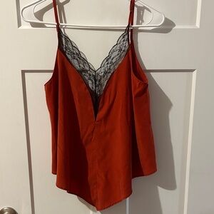 Women's Lace Trim Cami Top - Rust